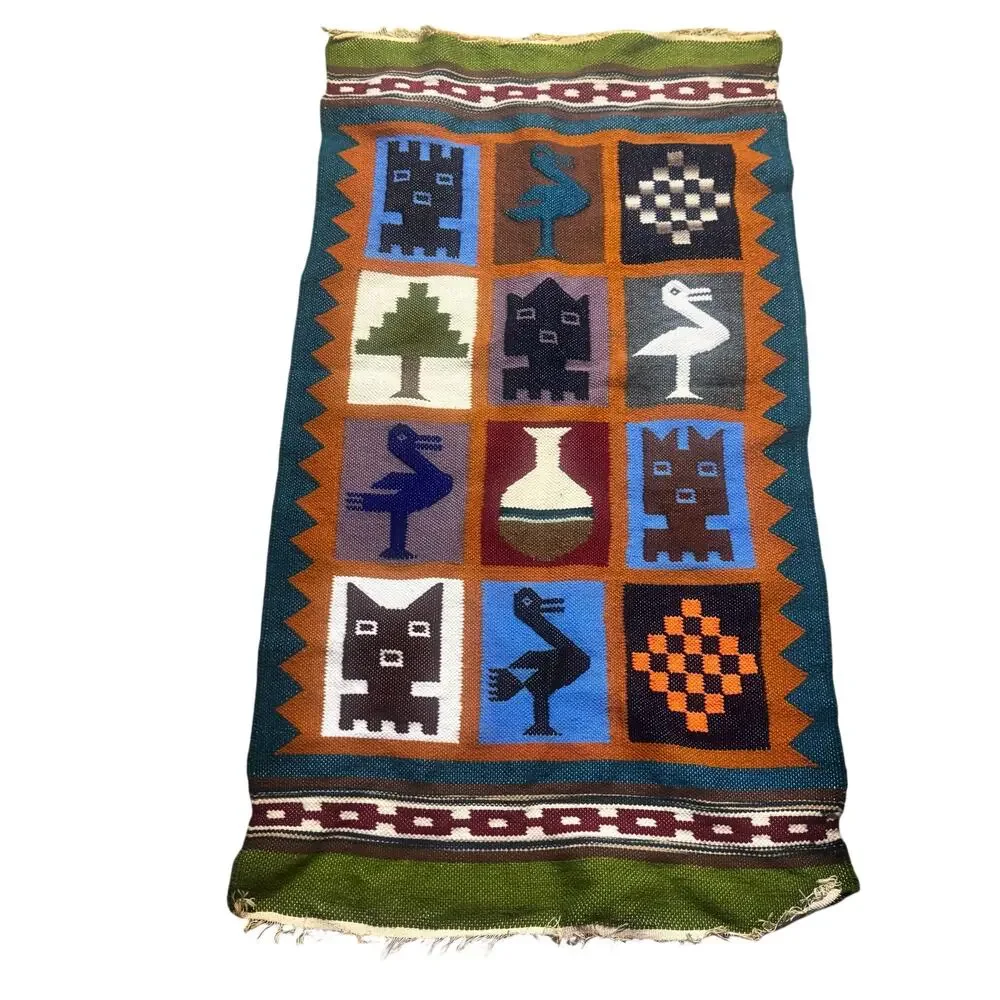 Vintage Hand Made Wall Tapestry Woolen Woven Tapestry Size 25”X46” NEW